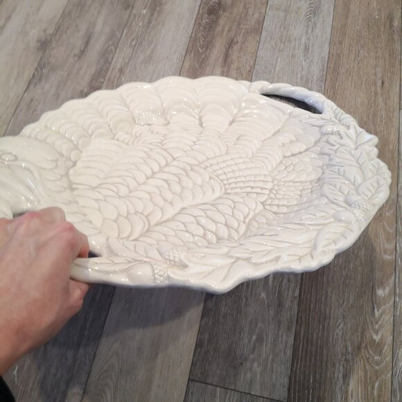 Gibson Bountiful Feast 21 1/4 Ceramic Turkey Platter with Handles Rare MINT - Picture 6 of 8